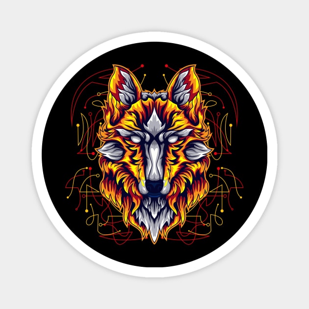 wolf fire rainbow Magnet by SHINIGAMII